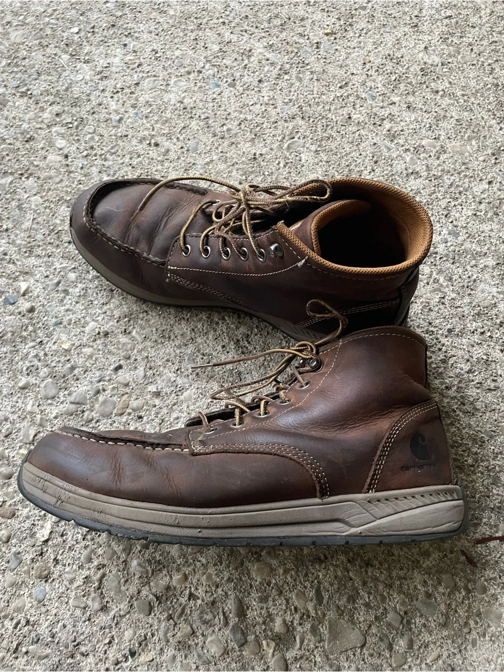 CARHARTT Men's Size 11.5 M CMX4023 Lightweight Casual Wedge Brown Work Boots